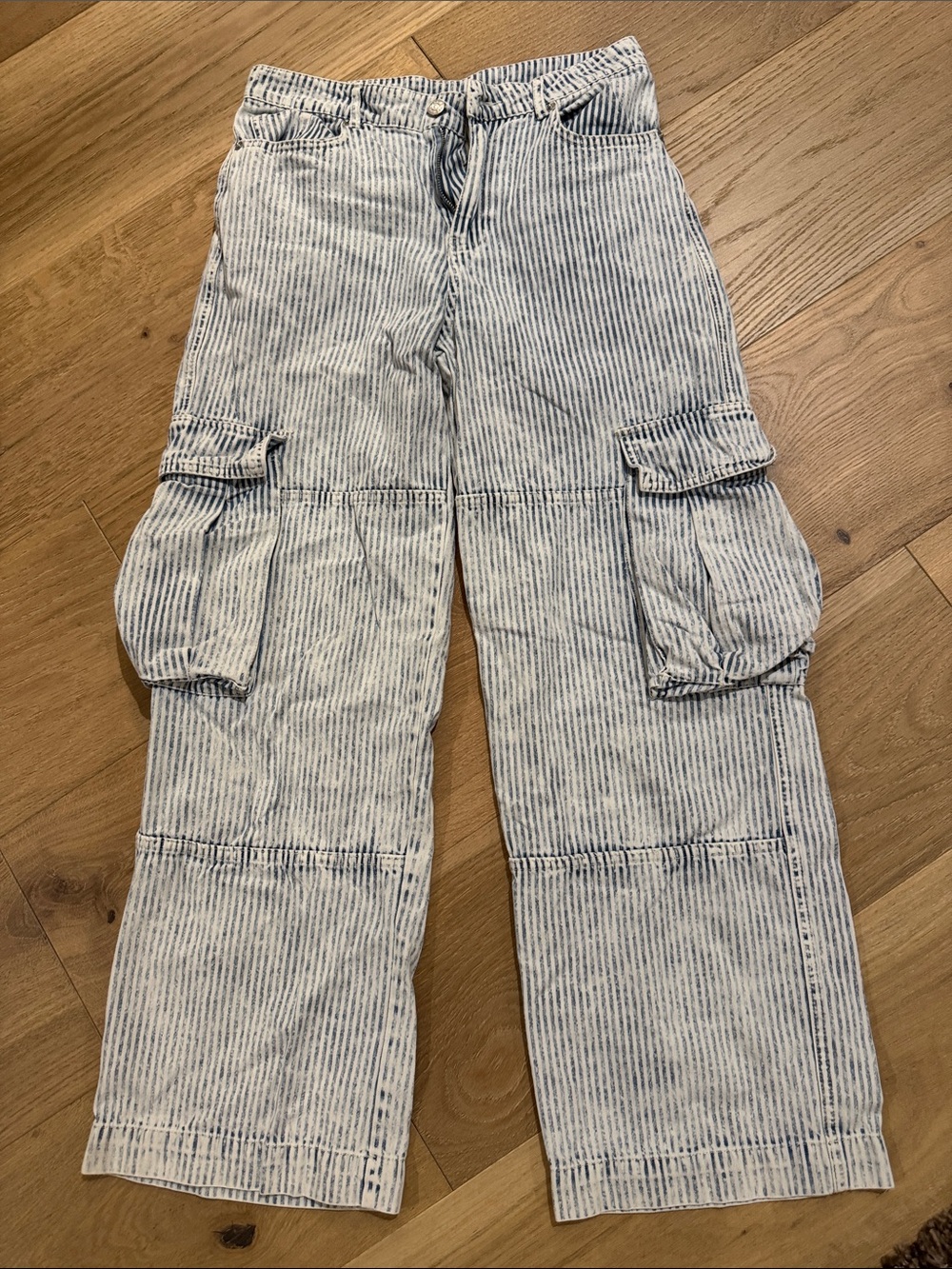 Striped Light Blue Cargo Pants